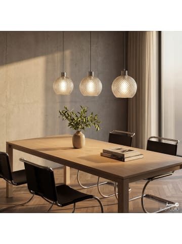 home24 home24 Pendelleuchte 1-flammig aus Glas & Eisen in Chrom, 20 x 150 x 20 cm in Chrom