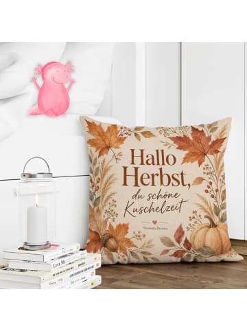 Mr. & Mrs. Panda Kissen Herbstmotiv skandinavisch Design mit Spruch in Weiß