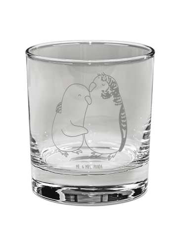 Mr. & Mrs. Panda Whiskey Glas Wellensittich Liebe ohne Spruch in Transparent