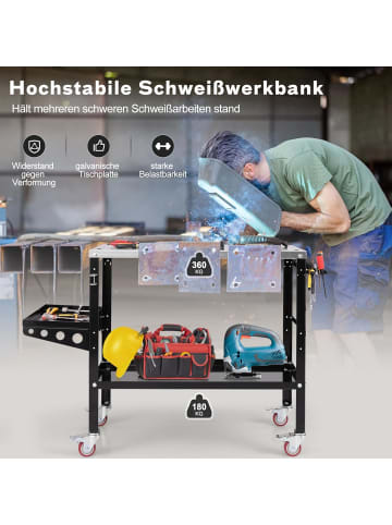 COSTWAY Mobiler Schweißtisch 92 x 46 cm in Schwarz