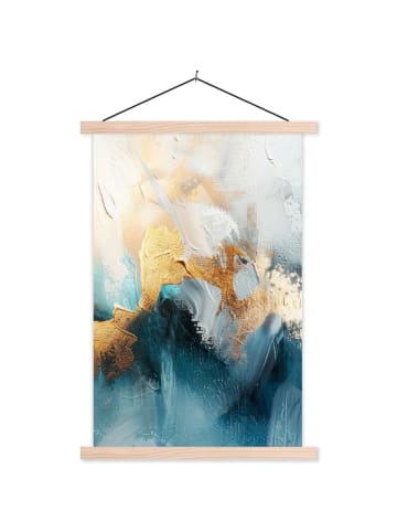 MuchoWow Poster mit Leiste Abstrakte Kunst gold blau  (BxH)