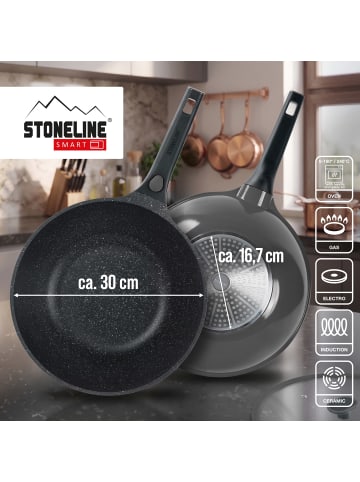Stoneline SMART Wokpfanne 30 cm, abnehmbarer Griff | mit Deckel in Anthrazit