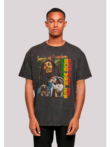 F4NT4STIC Oversize T-Shirt Bob Marley Freedom Vintage Reggae Music in schwarz