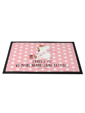 Mr. & Mrs. Panda Schmutzmatte Einhorn Näherin mit Spruch in Rot Pastell