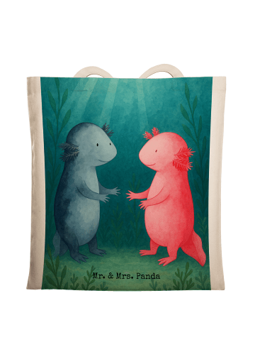 Mr. & Mrs. Panda Tragetasche Axolotl Liebe Design ohne Spruch in Weiß