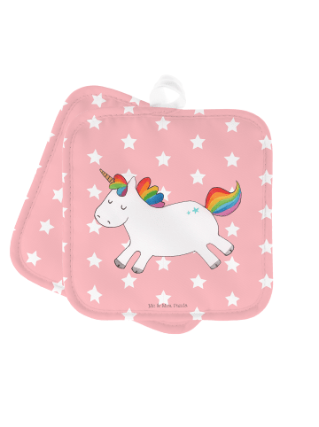 Mr. & Mrs. Panda Topflappen Einhorn Happy ohne Spruch in Rot Pastell
