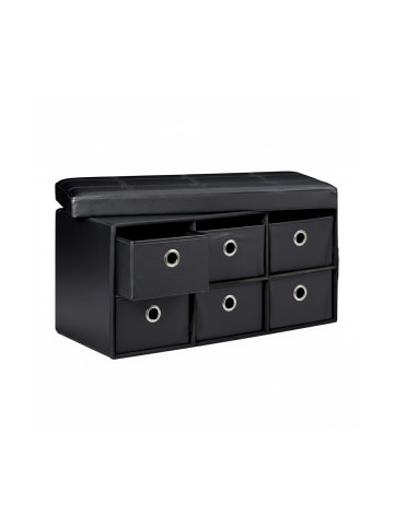 relaxdays Sitzbank in Schwarz - (B)76 x (H)38 x (T)38 cm