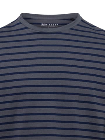 Schiesser Pyjama in anthrazit marine - 0001