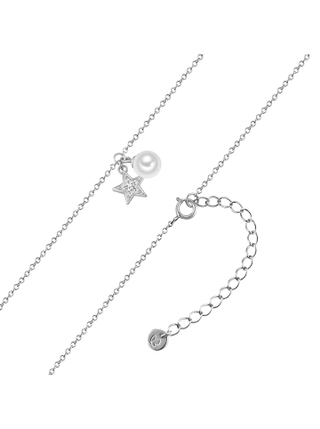 Glanzstücke München Kette aus Sterling Silber mit Zirkonia und Süßwasser-Zuchtperle in silber
