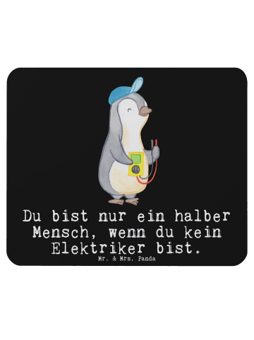 Mr. & Mrs. Panda Mauspad Elektriker Herz mit Spruch in Schwarz