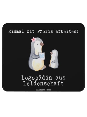 Mr. & Mrs. Panda Mauspad Logopädin Leidenschaft mit Spruch in Schwarz