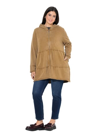 Ulla Popken Sweatjacke in mocca braun