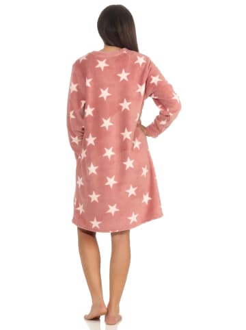 NORMANN Nachthemd Sterne weichem Coral Fleece - 51216 in rosa