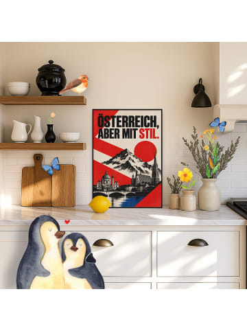 Mr. & Mrs. Panda Poster Österreich modern Design mit Spruch in Weiß