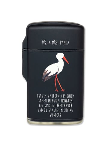 Mr. & Mrs. Panda Feuerzeug Storch mit Spruch in Schwarz