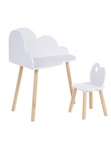 Beliani 2-tlg Kindertisch und Stuhlset CLOUDY in Weiß/Braun