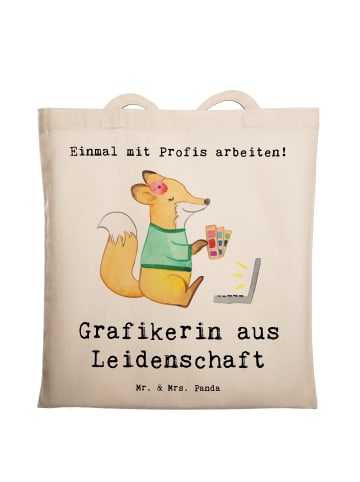 Mr. & Mrs. Panda Beutel Grafikerin Leidenschaft mit Spruch in Creme