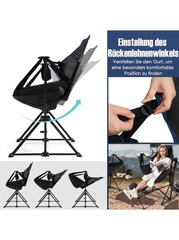 COSTWAY Campingstuhl mit Fußablage in Schwarz