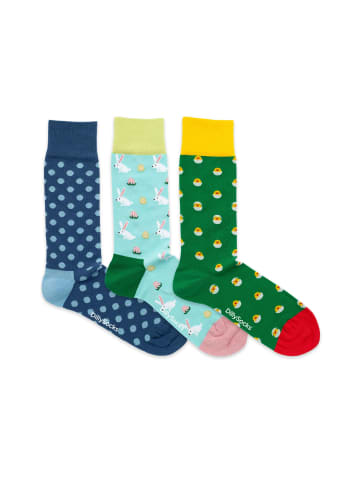 DillySocks Socken Egg Hunt 3er-Box in Blau, Türkis, Grün, Orange