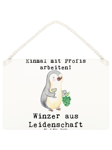 Mr. & Mrs. Panda Schild Winzer Leidenschaft mit Spruch in Weiß