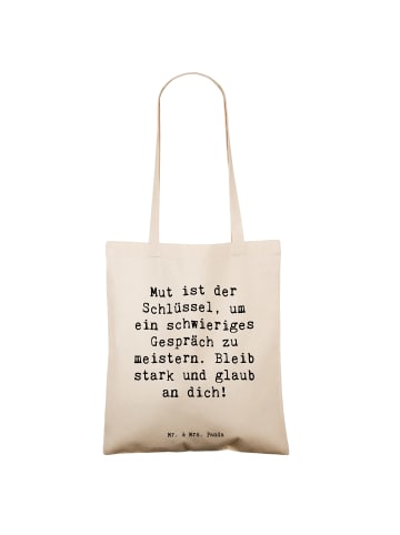 Mr. & Mrs. Panda Tote Bag Spruch Ein schwieriges Gespräch führen... in Creme