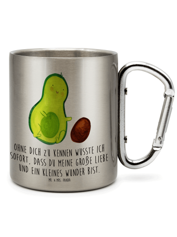 Mr. & Mrs. Panda Thermobecher Avocado Kern rollt mit Spruch in Silber