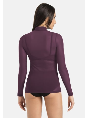 Teyli Damen-Rollkragenpullover aus durchsichtigem Netz Glamour in Pflaume