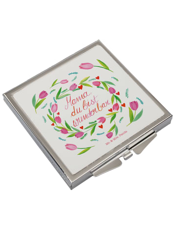 Mr. & Mrs. Panda Handtaschenspiegel quadratisch Mama Tulpen mit ... in Bunt