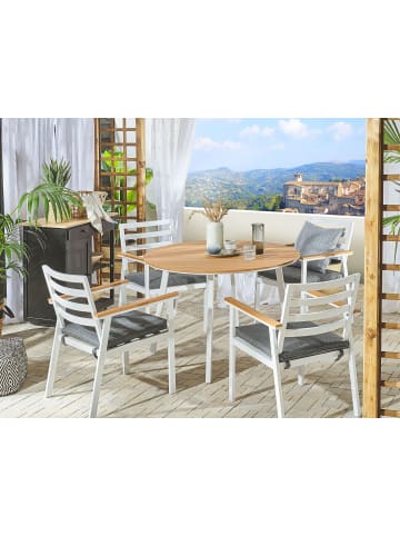 Beliani Gartentisch CAVOLI in Braun/Weiß - (W) 105 x (H) 73 x (L) 105 cm