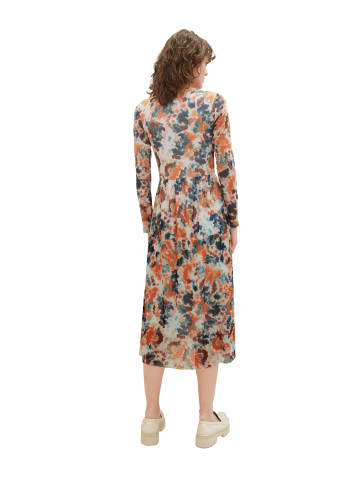 Tom Tailor Midi Kleid mit Knopfdetail printed mesh dress in Grau