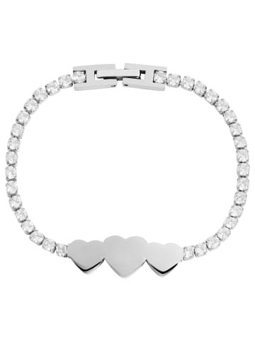 Adeliás Damen Anhänger aus Edelstahl mit Strass Steinchen in silber