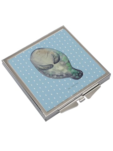 Mr. & Mrs. Panda Handspiegel Seekuh Happy ohne Spruch in Blau Pastell