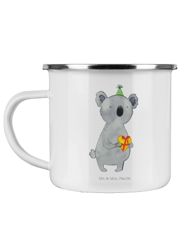 Mr. & Mrs. Panda Camping Emaille Tasse Koala Geschenk ohne Spruch in Weiß