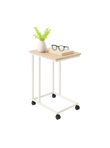 relaxdays Beistelltisch in Braun/ Weiß - (B)50 x (H)68 x (T)35 cm