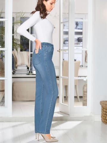 Sieh an! High-waist-Jeans in blue-bleached