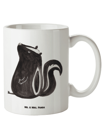 Mr. & Mrs. Panda Große Teetasse Stinktier Sitzen ohne Spruch in Weiß