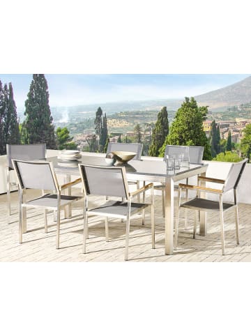 Beliani Esstisch GROSSETO in Grau/Silber - (W) 90 x (H) 76 x (L) 180 cm