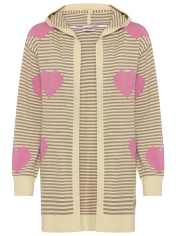 Kangaroos Kapuzenstrickjacke in natur-pink