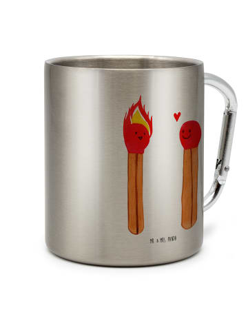 Mr. & Mrs. Panda Edelstahlbecher Streichhölzer ohne Spruch in Silber