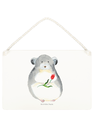 Mr. & Mrs. Panda Schild Chinchilla Blume ohne Spruch in Weiß