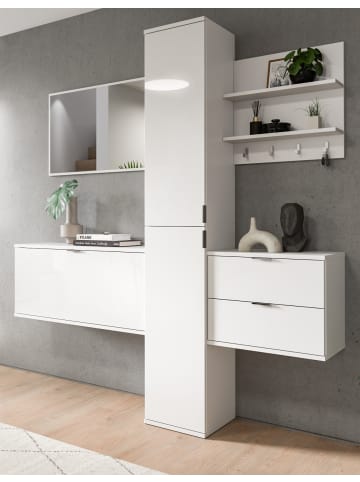 Inn.Furn Garderobe Set 5-teilig weiß Hochglanz 174 cm, moderne Garderobenkombination