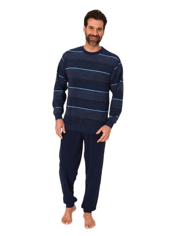 NORMANN Langarm Schlafanzug Frottee Bündchen - 86721 in marine