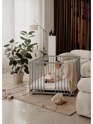 Sämann Sämann Laufgitter mit Matratze, Lattenrost & Schlupfsprossen - grau - Premium