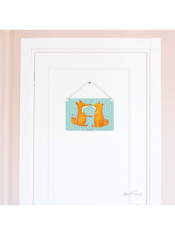 Mr. & Mrs. Panda Schild Füchse Liebe ohne Spruch in Türkis Pastell