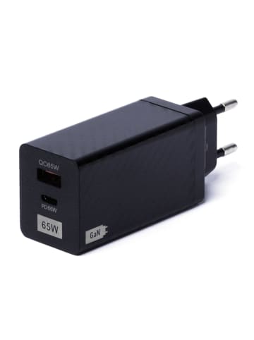 Wozinsky 65W GaN-Ladegerät mit USB C unterstützt QC 3.0 PD Schwarz in Schwarz