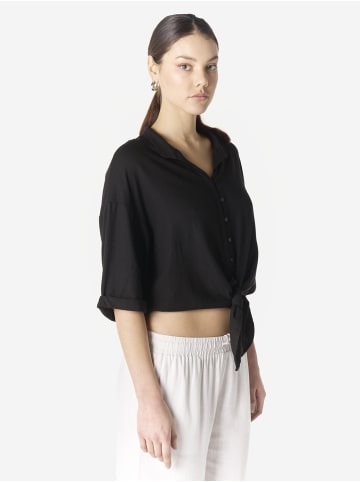 KOROSHI Leinenhemd für Frauen mit kurzärmligen Gütern in Schwarz