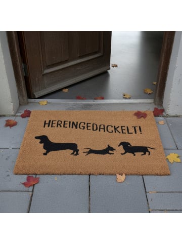 relaxdays Fußmatte "3 Dackel" in Natur/ Schwarz - 80 x 50 cm