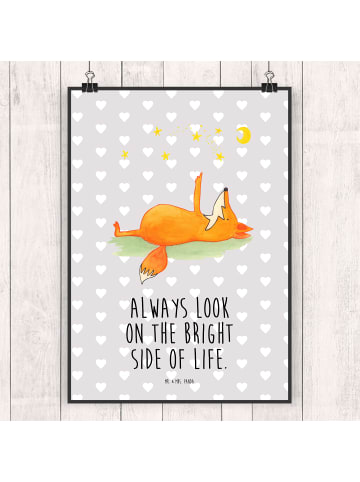 Mr. & Mrs. Panda wanddeko Fuchs Sterne mit Spruch in Grau Pastell