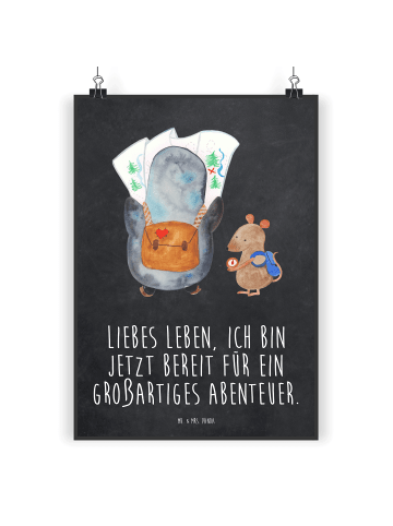 Mr. & Mrs. Panda Poster Pinguin & Maus Wanderer mit Spruch in Kreidetafel