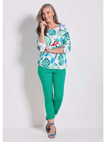 GOLDNER Viskoseshirt mit Allover-Druck in weiß / grün / gemustert